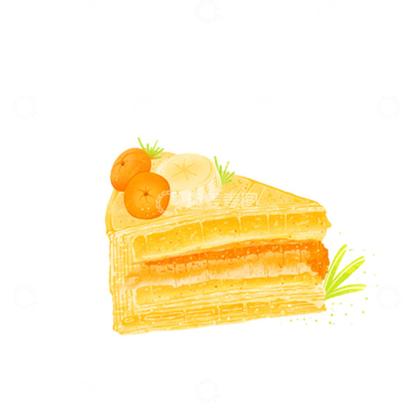 源文件下载【趣麦麦图】橘子香蕉蛋糕插画