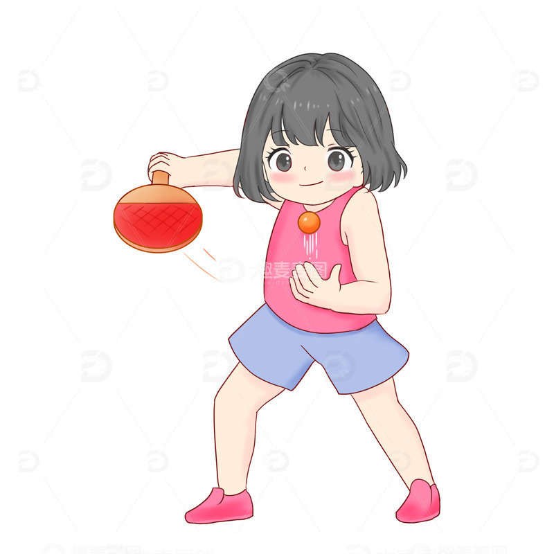 源文件下载【趣麦麦图】运动员打乒乓球