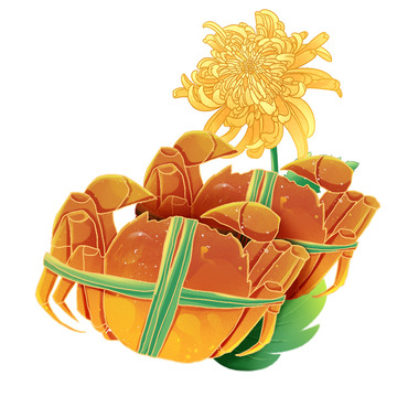 秋分节气国潮螃蟹美食