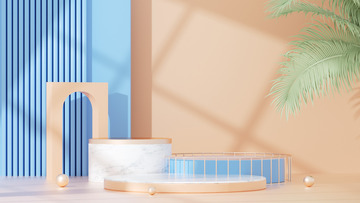 C4D立体家居展台海报背景