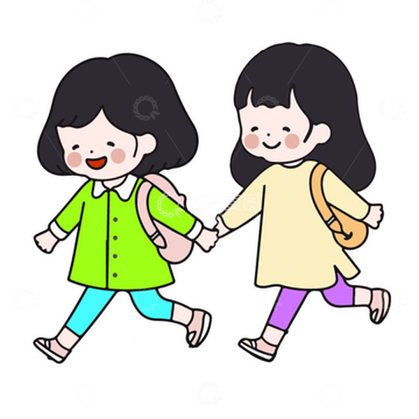 源文件下载【趣麦麦图】-一起去上学的好朋友