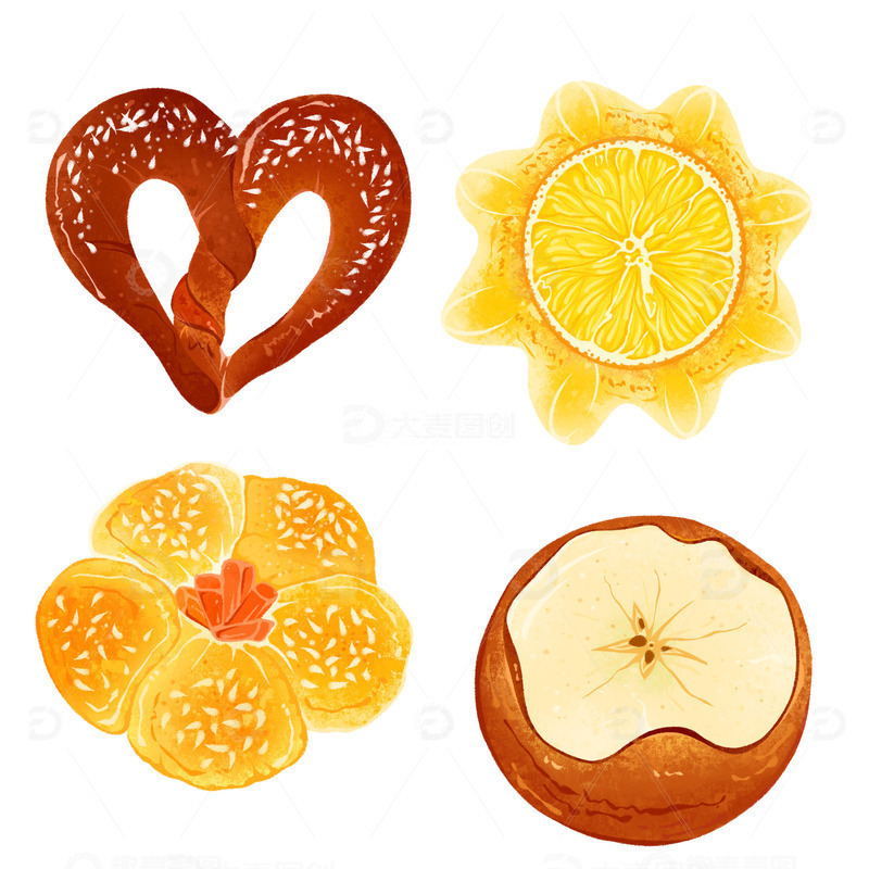 源文件下载【趣麦麦图】面包插画小合计