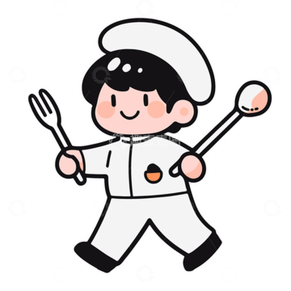 源文件下载【趣麦麦图】拿着勺子和叉子的大厨卡通形象