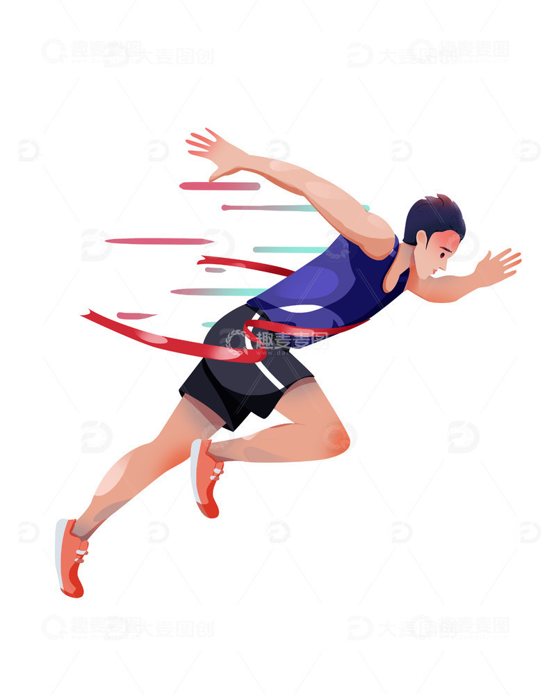 源文件下载【趣麦麦图】简约扁平运动员跑步冲刺