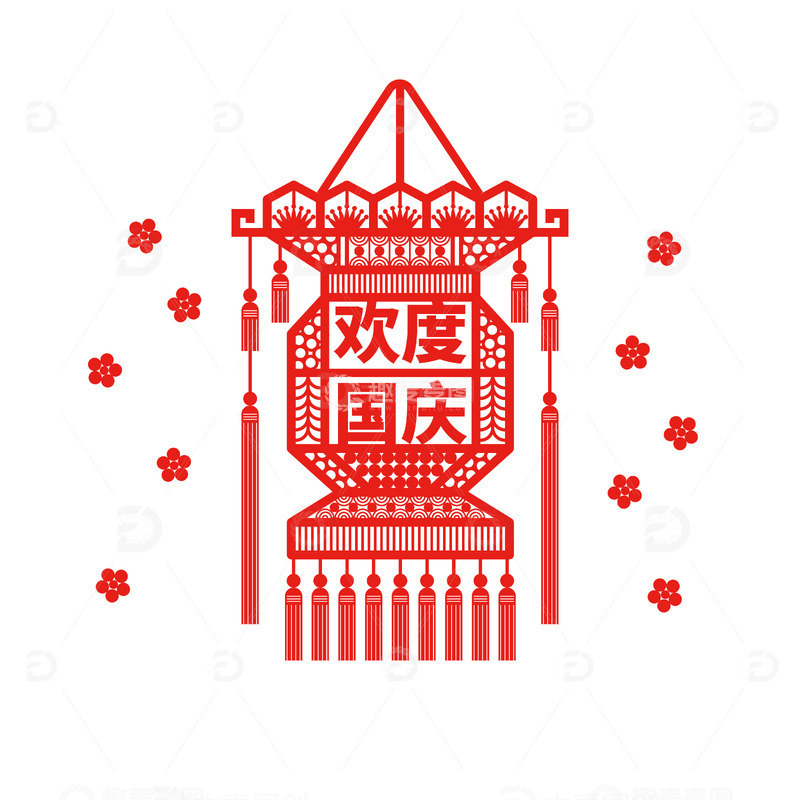 源文件下载【趣麦麦图】国庆剪纸灯笼元素