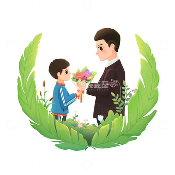 源文件下载【趣麦麦图】教师节鲜花小场景元素