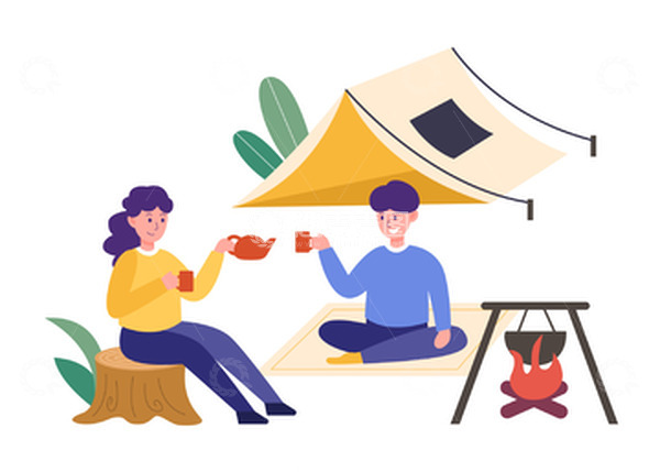 源文件下载【趣麦麦图】扁平简约野外聚餐人物元素