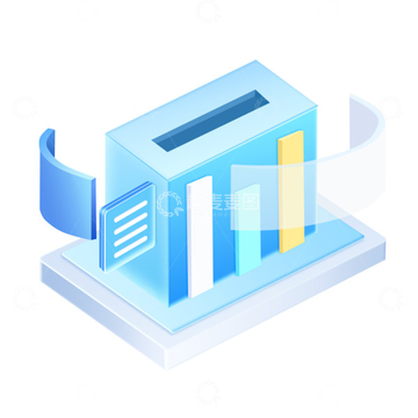 源文件下载【趣麦麦图】微软风2.5d蓝色科技互联网数据柱体素材