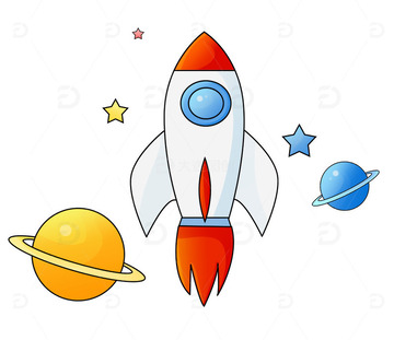 可爱卡通火箭宇宙星星元素