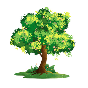 手绘植物树木小树绿植元素