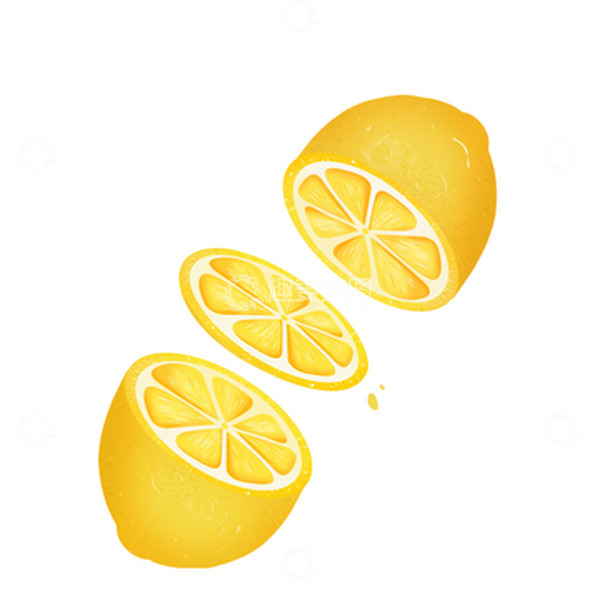 源文件下载【趣麦麦图】水果剖开的柠檬水果元素