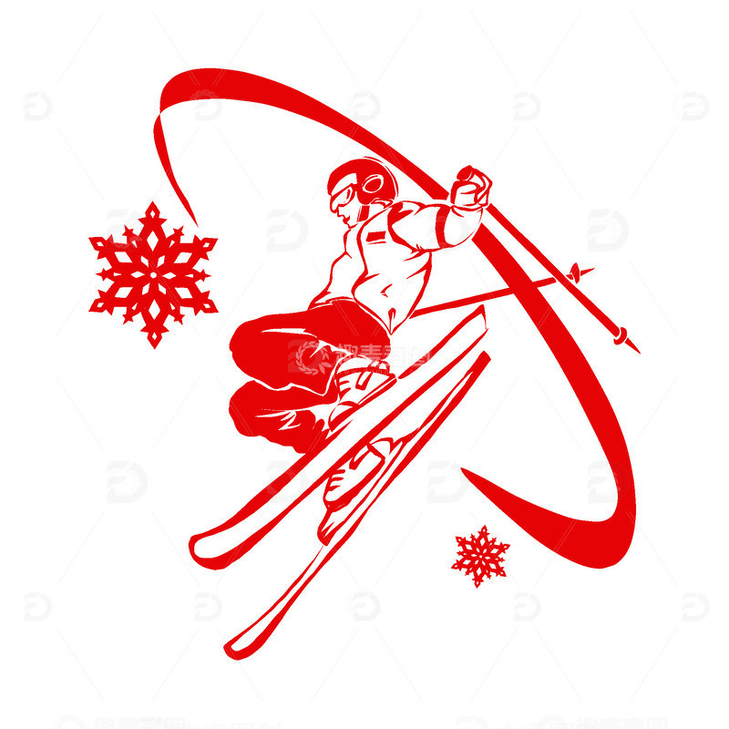 源文件下载【趣麦麦图】滑雪运动员亚运会运动会雪花剪纸元素