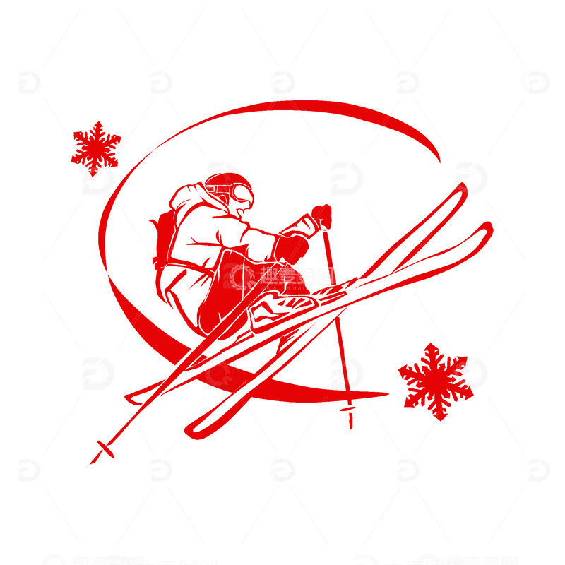源文件下载【趣麦麦图】滑雪运动员亚运会运动会雪花剪纸手绘元素
