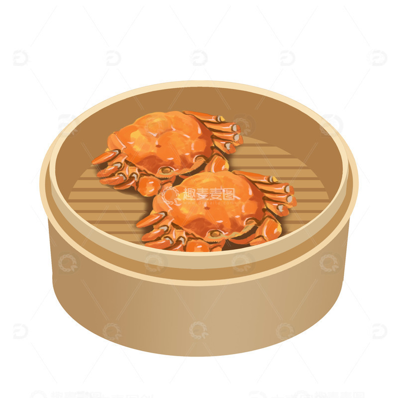 源文件下载【趣麦麦图】秋分蒸笼大闸蟹螃蟹