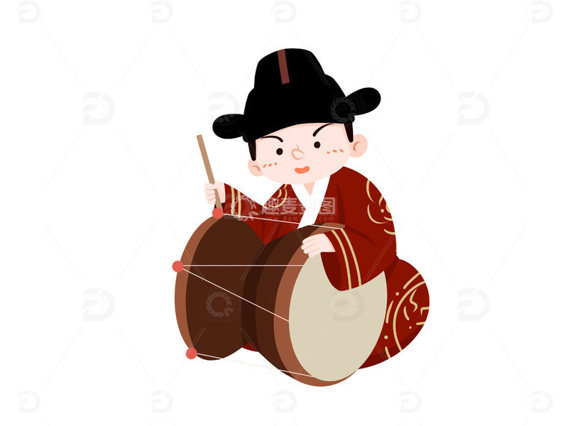 源文件下载【趣麦麦图】朝鲜族传统服饰演奏乐器