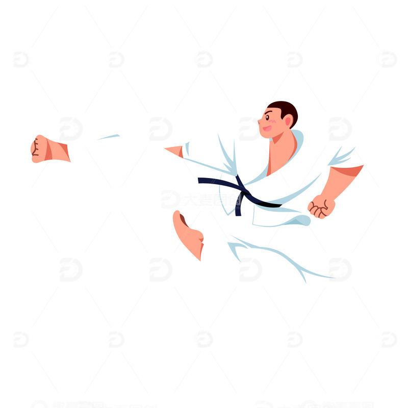 源文件下载【趣麦麦图】空手道运动员插画人物