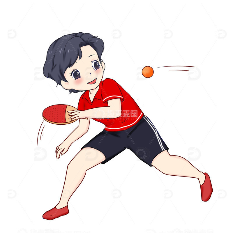 源文件下载【趣麦麦图】-运动员打乒乓球选手