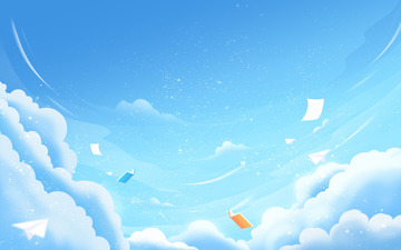 小清新蓝色开学季教育培训蓝天背景