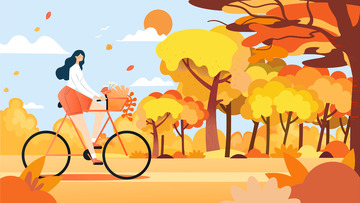 节气秋分金色秋季风景矢量插画