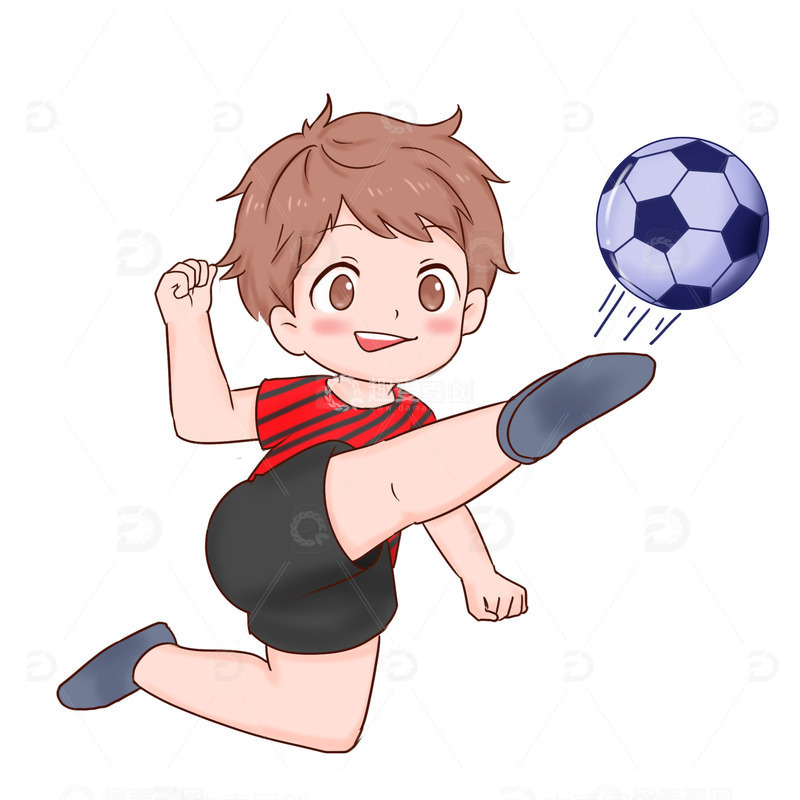 源文件下载【趣麦麦图】运动员踢足球人物