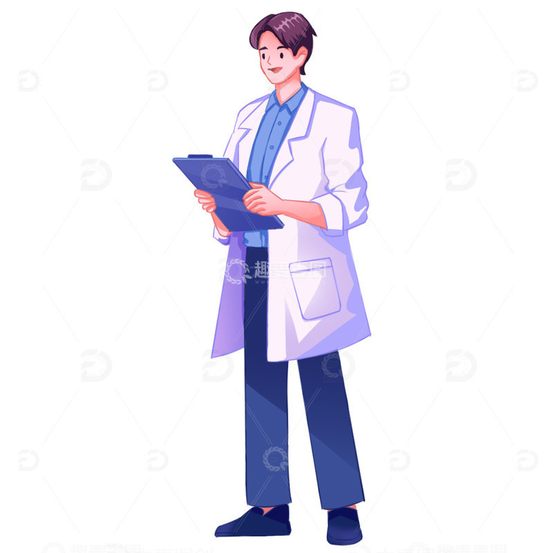 源文件下载【趣麦麦图】男青年医生看病插画
