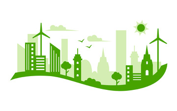 绿色环保新能源城市剪影