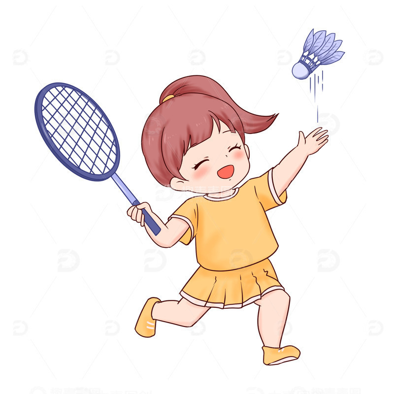 源文件下载【趣麦麦图】-运动员打羽毛球人物