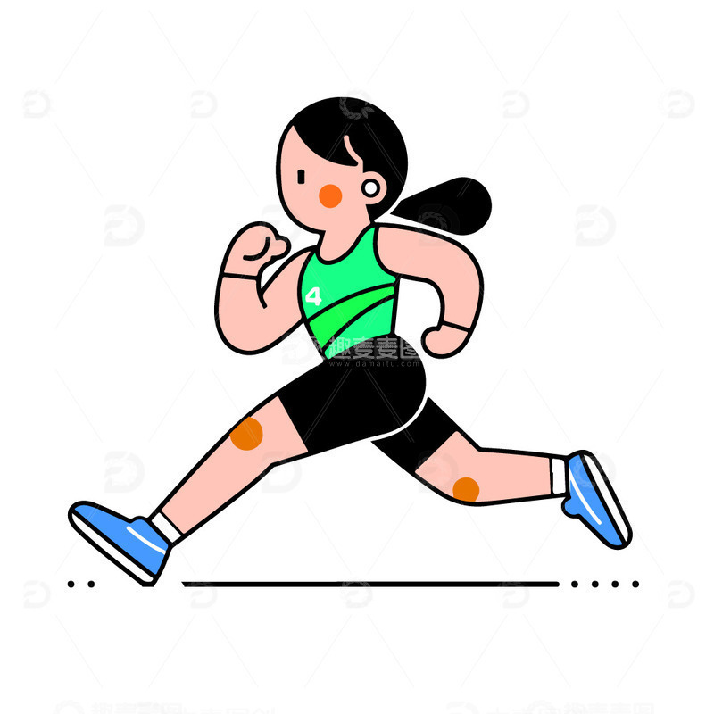 源文件下载【趣麦麦图】跑步的田径运动员