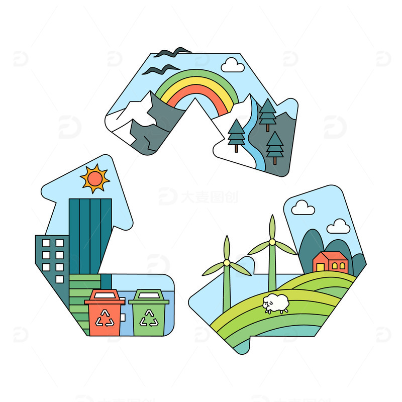 源文件下载【趣麦麦图】-卡通简约可再生能源图标