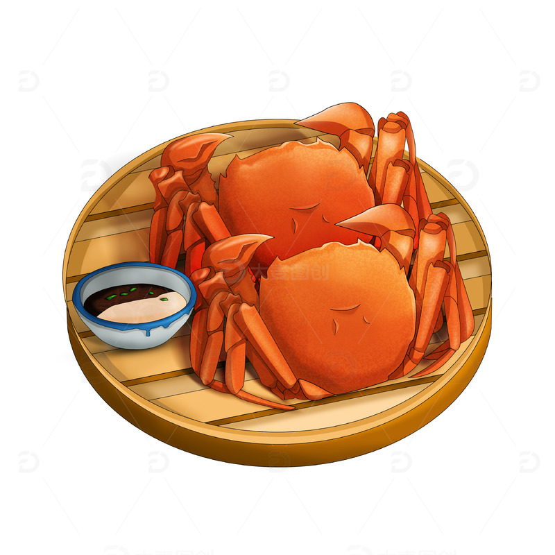 源文件下载【趣麦麦图】中秋美食清蒸大闸蟹海鲜宵夜小吃外卖