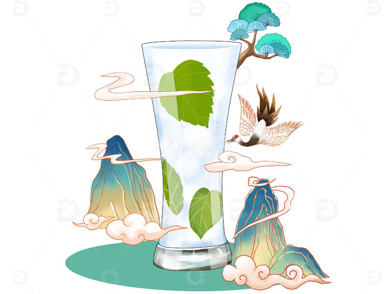 源文件下载【趣麦麦图】创意性饮料山水饮品