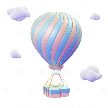 3D立体热气球礼盒装饰节日庆典元素