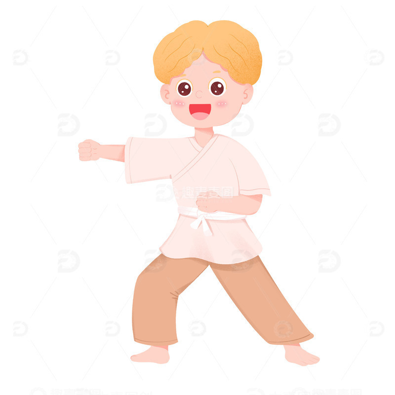 源文件下载【趣麦麦图】男子运动员打跆拳道免抠元素