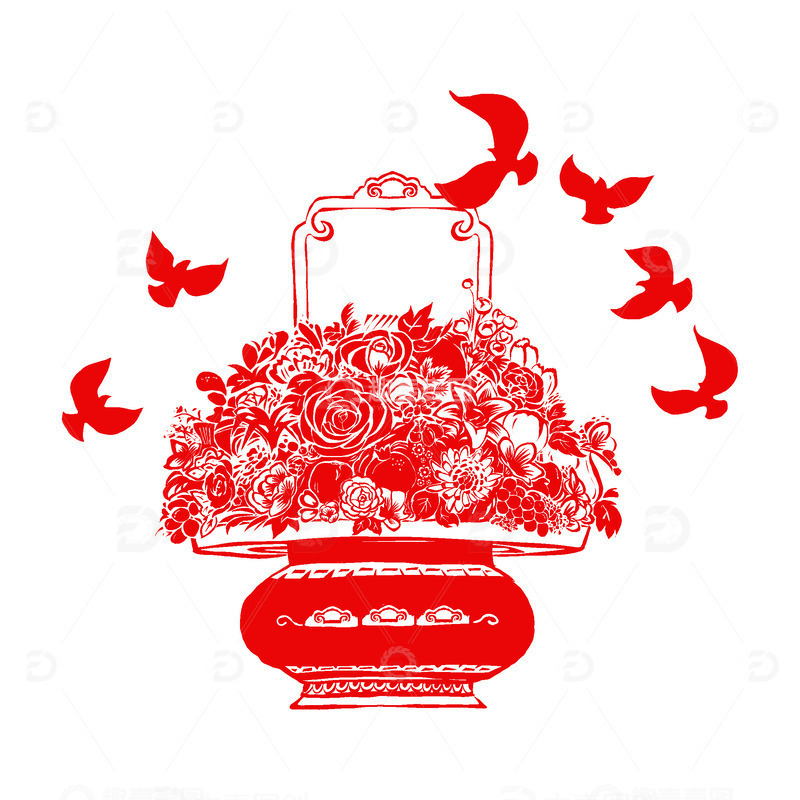 源文件下载【趣麦麦图】国庆花坛和平鸽节日剪纸