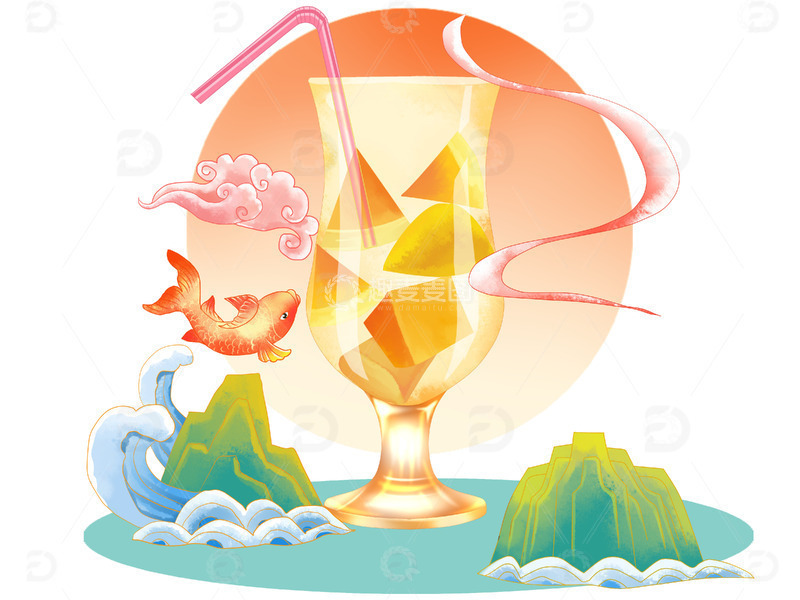 源文件下载【趣麦麦图】国潮创意性饮料饮品