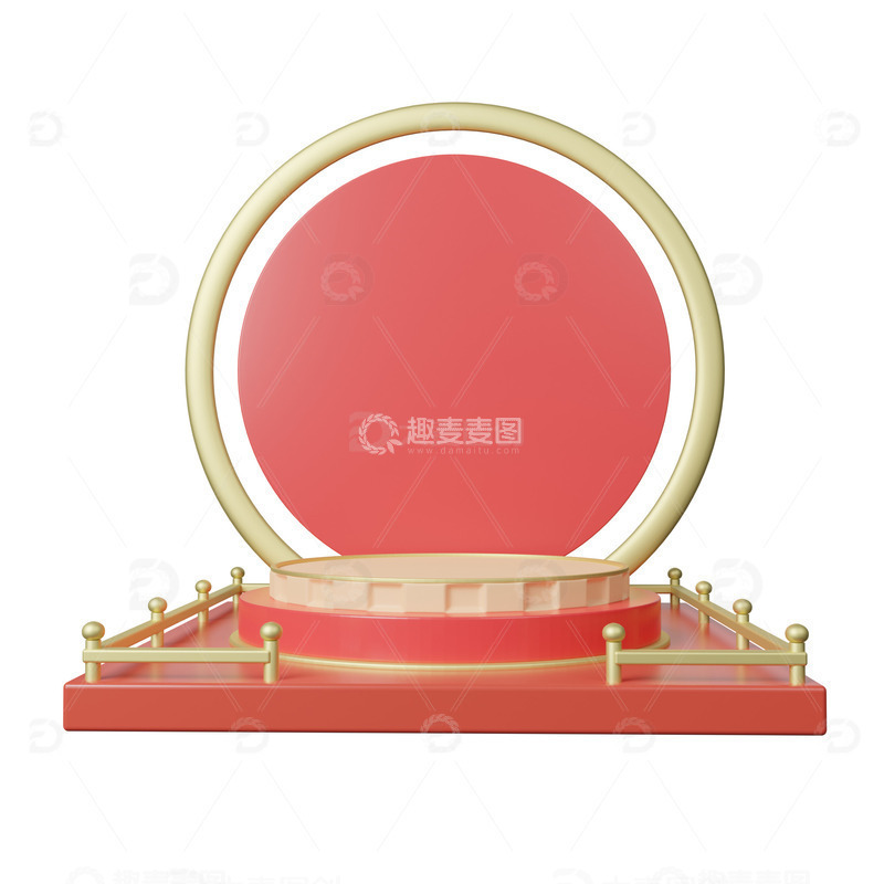 源文件下载【趣麦麦图】红色喜庆国庆电商大促展台3d立体展台