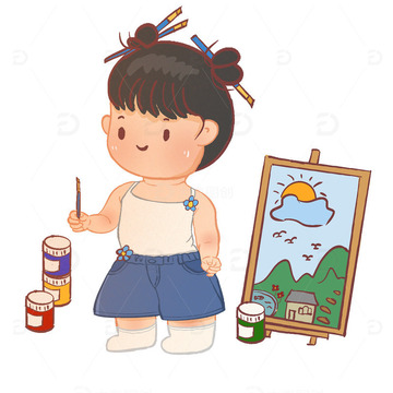 画画的baby  艺术照宝宝 卡通 Q版