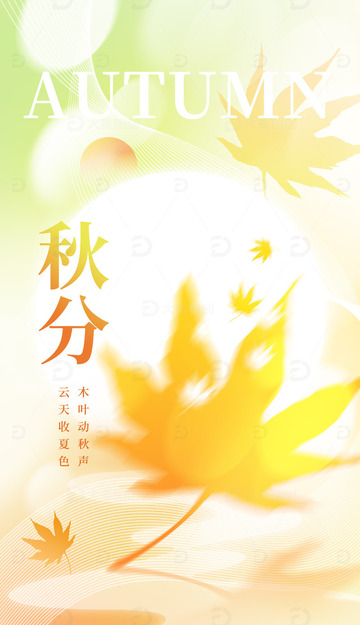 黄色秋季秋分节气落叶背景