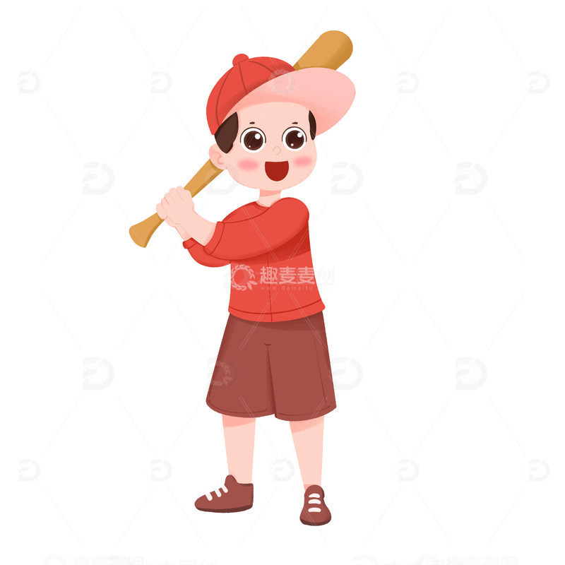 源文件下载【趣麦麦图】卡通手绘棒球运动员免抠元素