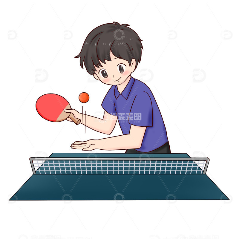 源文件下载【趣麦麦图】-运动员打乒乓球和球桌