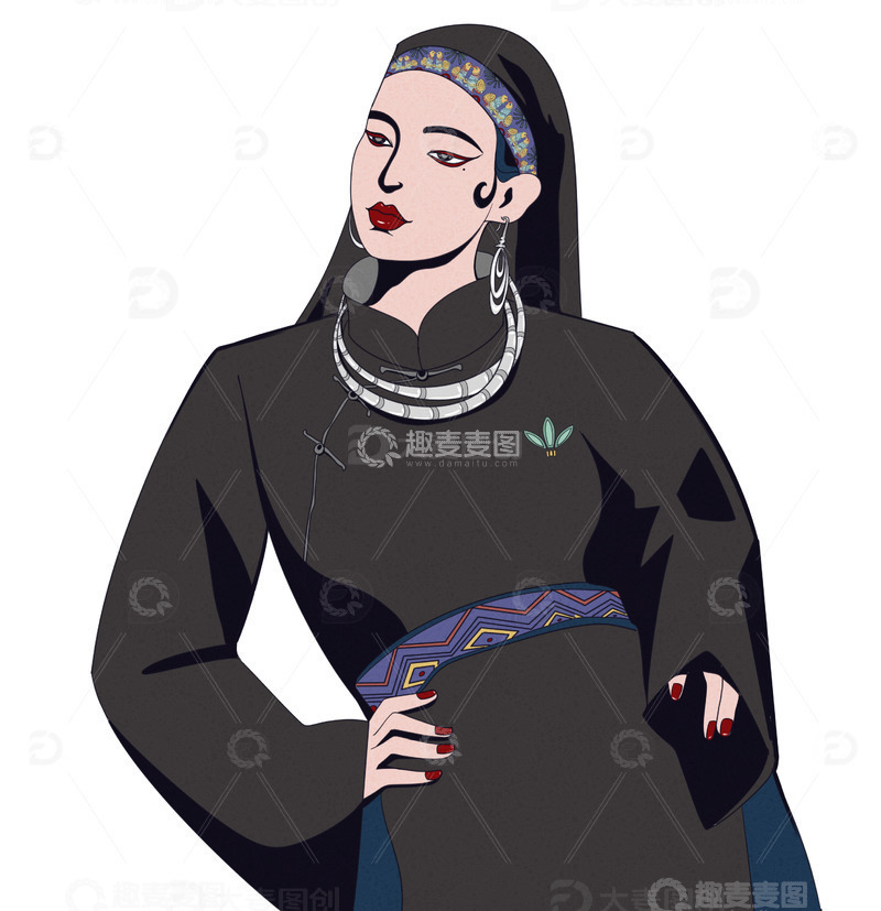 源文件下载【趣麦麦图】少数民族人物 仡佬族女性