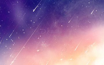 手绘星空银河浪漫紫色渐变流星海报背景