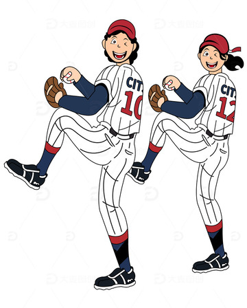 运动会比赛棒球运动员队友配合人物素材