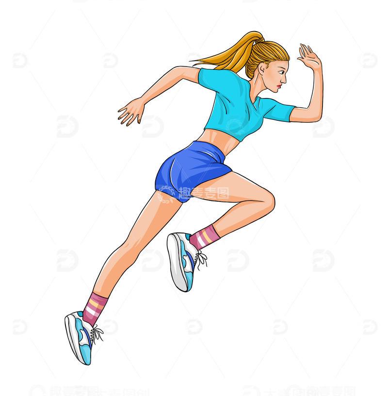 源文件下载【趣麦麦图】运动跑步手绘人物