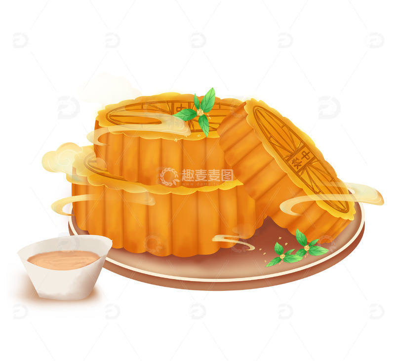 源文件下载【趣麦麦图】手绘中秋节月饼盒桂花