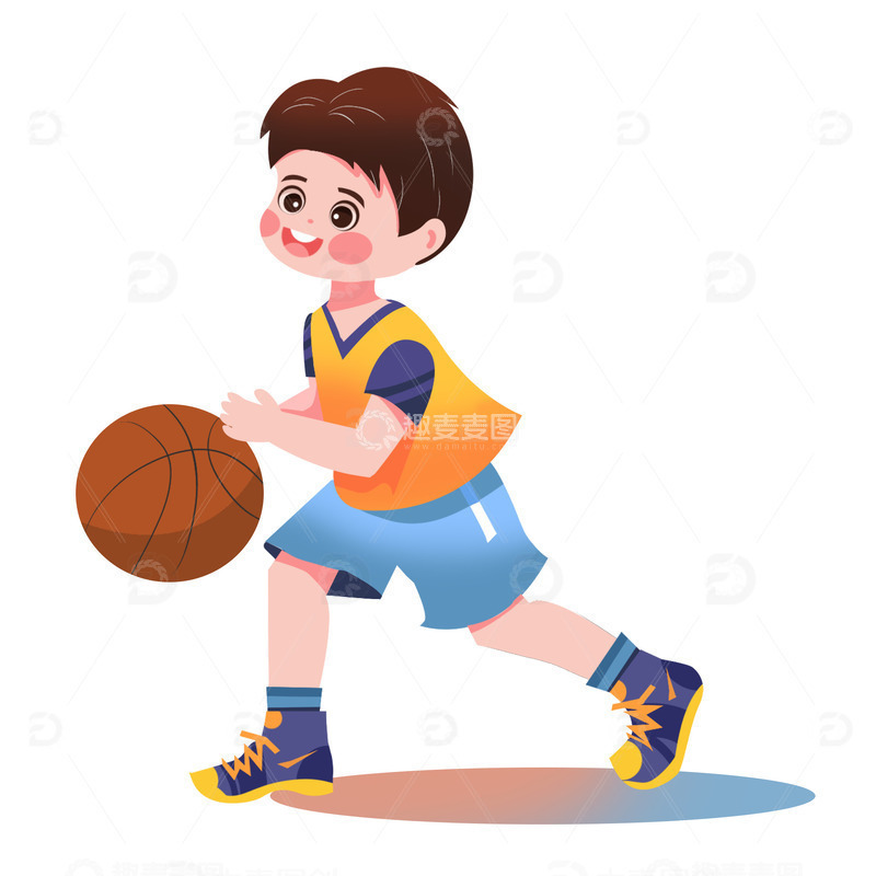 源文件下载【趣麦麦图】男孩打篮球运动员插画