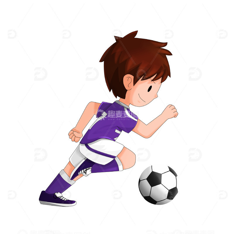 源文件下载【趣麦麦图】足球体育比赛带球跑的足球运动员
