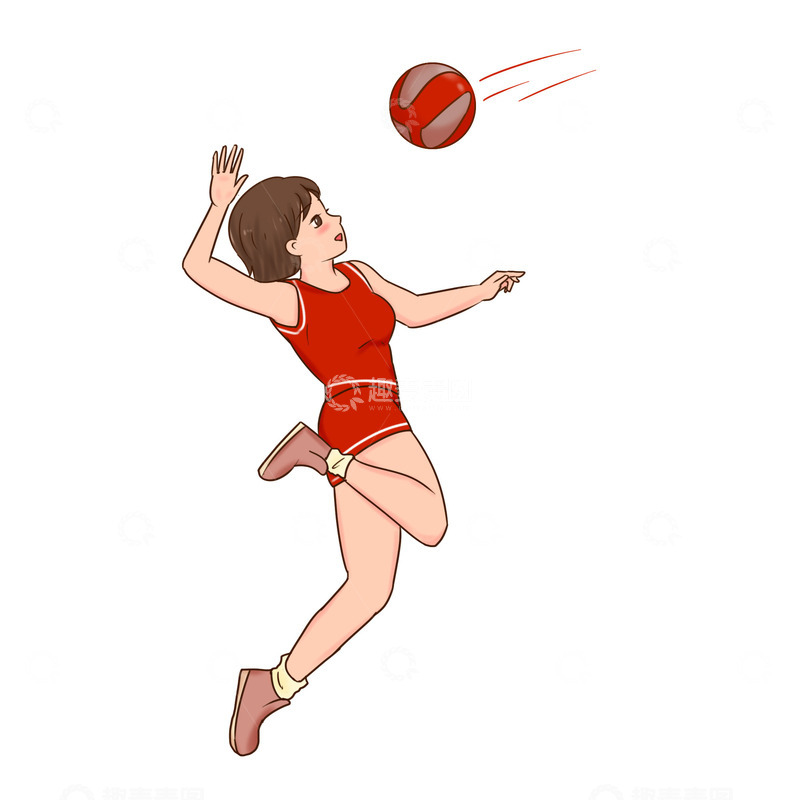 源文件下载【趣麦麦图】运动员打排球女选手