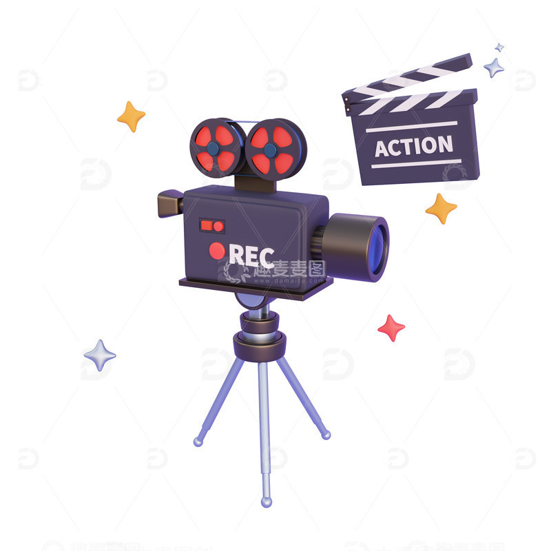 源文件下载【趣麦麦图】视频摄像机视频拍摄电影摄影机3D模型