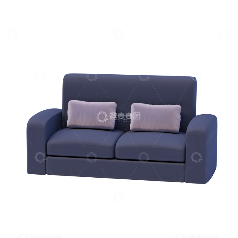 源文件下载【趣麦麦图】-家居靛蓝色客厅室内沙发3D模型